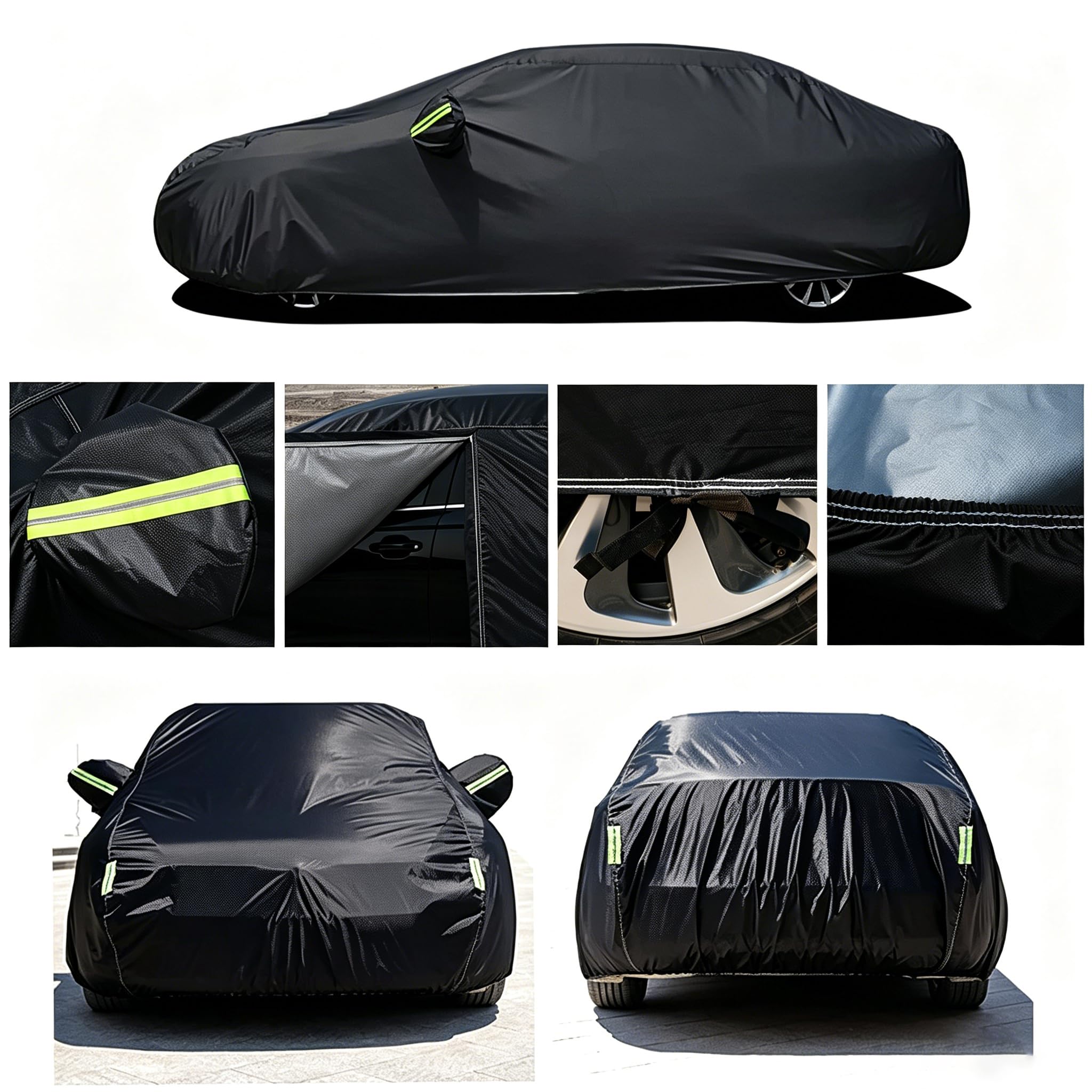 Autoabdeckung Winter Abdeckplane Autogarage passend für BMW 8er 850i E31 850 CSi E31 840 Ci E31 850 Ci E31 1989-1999 Wasserdicht & Sommer Autozubehör Plus Samtschwarz