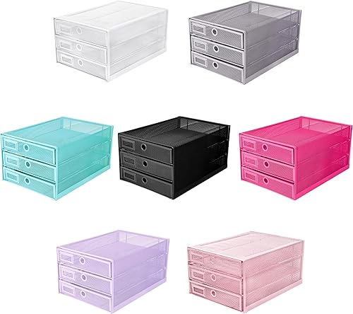 Miniatura 7 de Exerz - Organizador de escritorio de malla de alambre con 3 niveles deslizantes, cajones clasificador de papelmultifuncionalconstrucción sólida de