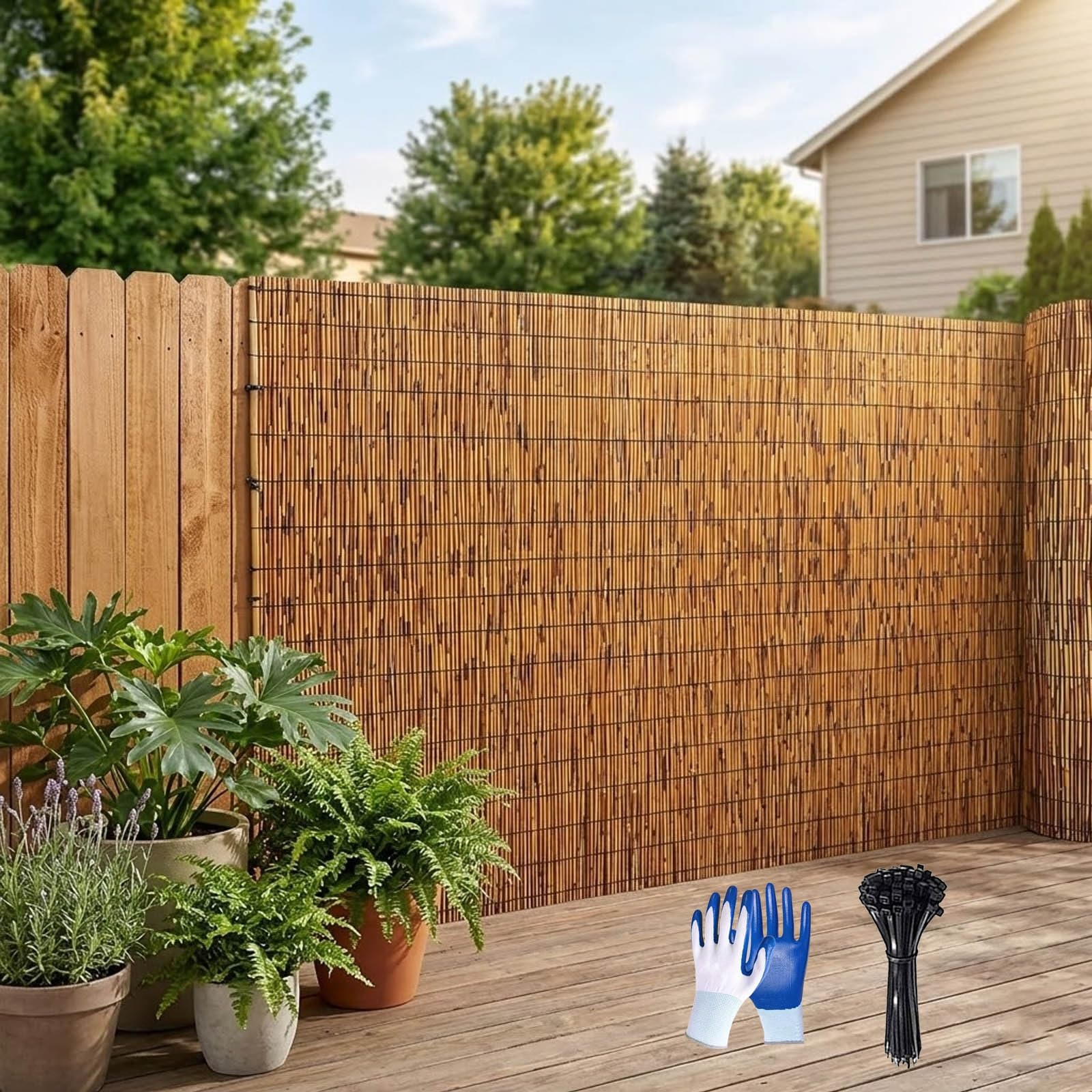 Générique Clôture Décorative Canisse Bambou Brise-Vue Naturel Rouleau pour Balcon Terrasse Protection Intimité Pare-Soleil Extérieur Jardin Paravent, Imperméable Palissade pour Piscine(Brun,180x90cm)