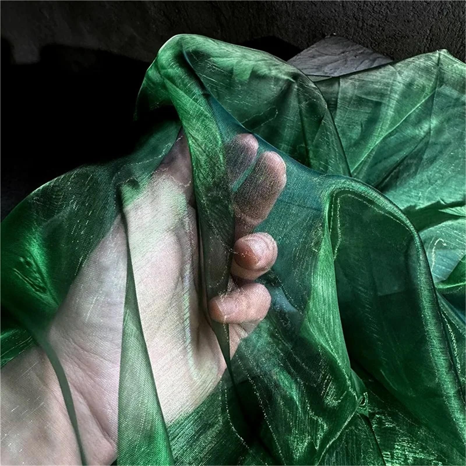 Blue Green Organza Laser Fabric Yarn DIY Handmade Clothing Dress Wedding Gradient Color Background Clothing Fabric for Sewing(Purple)