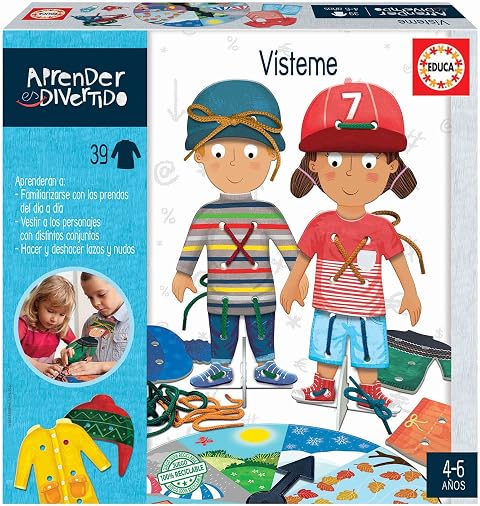 Educa - Yo aprendo a Vestir los Personajes | Aprender es Divertido | Juguete Educativo niños 4 años | Aprenderán Las Prendas habituales del día a día vistiendo a los Personajes (19326)