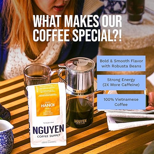 Miniatura 5 de Nguyen Coffee Supply - Hanoi Peaberry Robusta Granos de café enteros de tostado oscuro, cultivado en vietnamita y comercio directo, orgánico, de