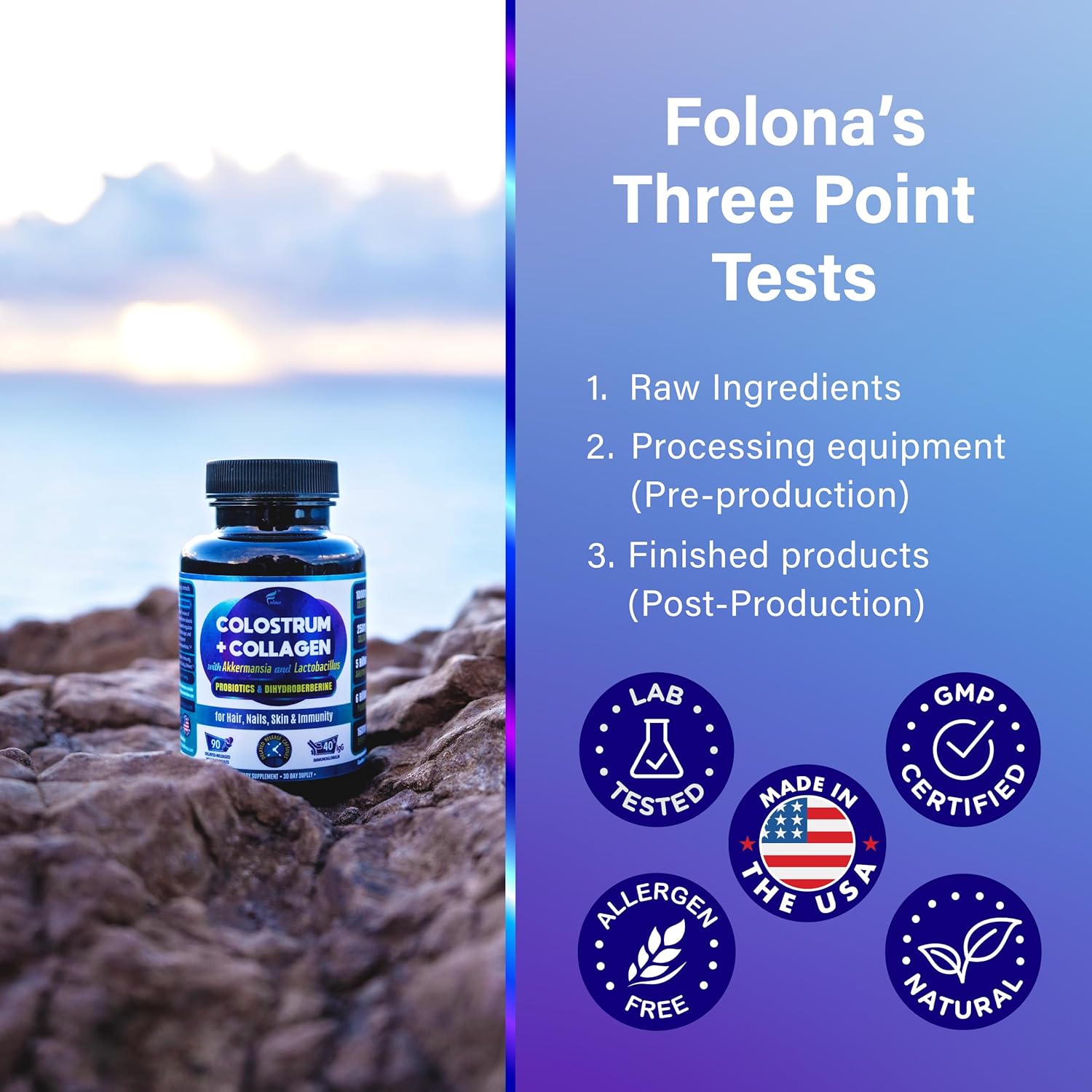 Colostrum w/Collagen, Berberine & Probiotics (Akkermansia & Lactobacillus) | Supplement for Hair, Skin, Nails, Gut, Digestion, Metabolism, Immunity, Muscle & Wellness (90 Delayed Release caps) - Image 7