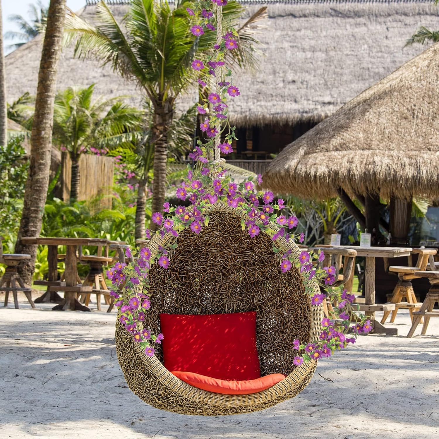 Purple Flower Garland Fake Vines Silk Artificial Daisy Purple Birthday Party Decorations Wisteria Flower Garland for Backdrop Bedroom Arch Wall Home Party Wedding Indoor Outdoor Cemetery Decor - Image 7