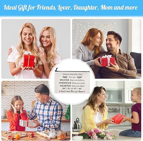 Miniatura 5 de 10 Pieces Inspirational Cosmetic Bag for Girls Women Makeup Bag Encouragement Birthday Friendship Gifts for Daughter Sister Canvas Travel Organizer