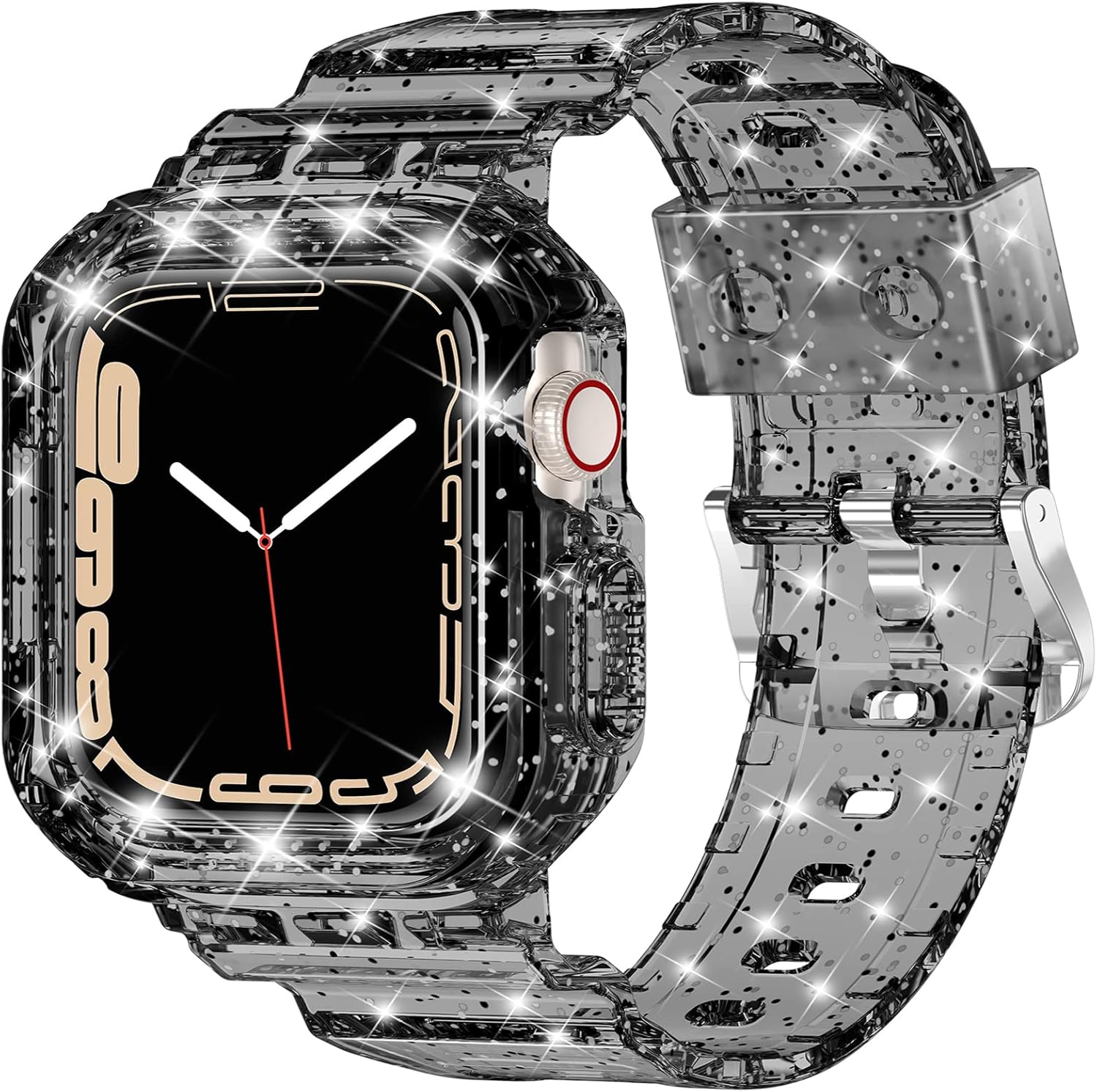 XYF Compatible for Crystal Clear Apple Watch Bands, 49mm 46mm 45mm 44mm 42mm 41mm 40mm 38mm Bumper Case for Men Women Jelly Sport Cover Strap for iWatch Ultra 3 2 Series 11 10 9 8 7 SE 6 5 4 3