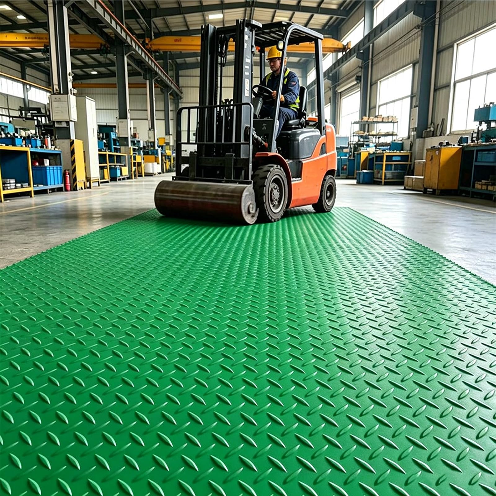 Alfombra de Goma Antideslizante Industria, Rollos de Revestimiento de Caucho de Alta Resistencia Espesor 1.5mm 3mm 5mm - Fácil de Cortar, Aislante y Antiestático(Green 5mm,W 0.7 x L 1 M)