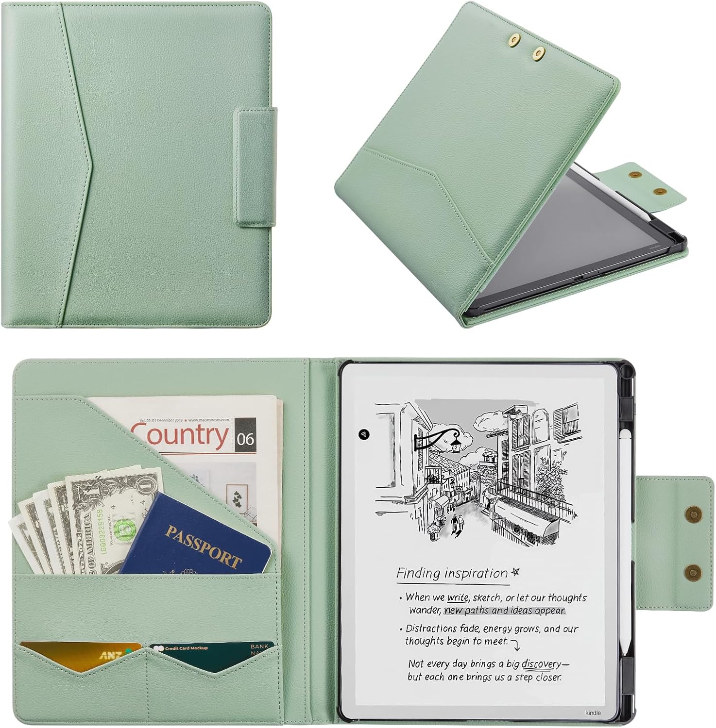 CoBak Premium PU Leather Case for Kindle Scribe 10.2", TouchPad D10, Boox Note Air 3, Folio Cover with Pen Holder, Auto Sleep/Wake, Card Slots & File Folders for Business, Not for Remarkable