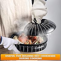 Vista 5 de 2 Pairs Heat Resistant Gloves for Grilling - 9.45 Inch Durable Aramid Oven Gloves with Fingers - Full Hand Protection, Functionality, Easy to Use