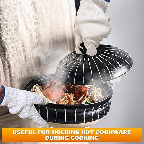 Miniatura 5 de 2 Pairs Heat Resistant Gloves for Grilling - 9.45 Inch Durable Aramid Oven Gloves with Fingers - Full Hand Protection, Functionality, Easy to Use,