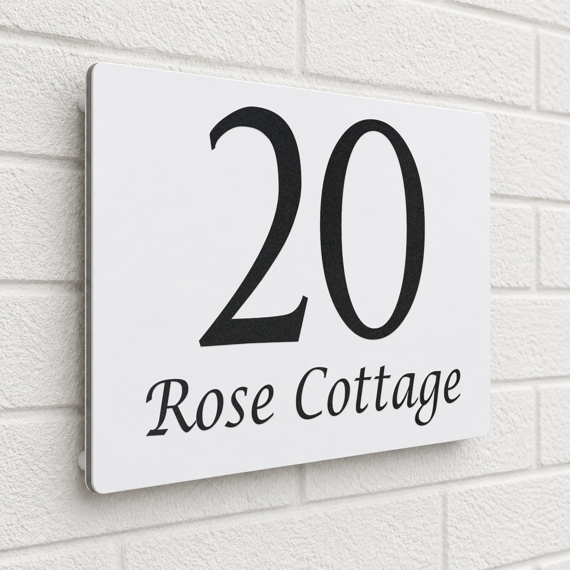 Housics Personalised House Number Plaque, Door Sign, White, 200mm x 130mm โ image 1
