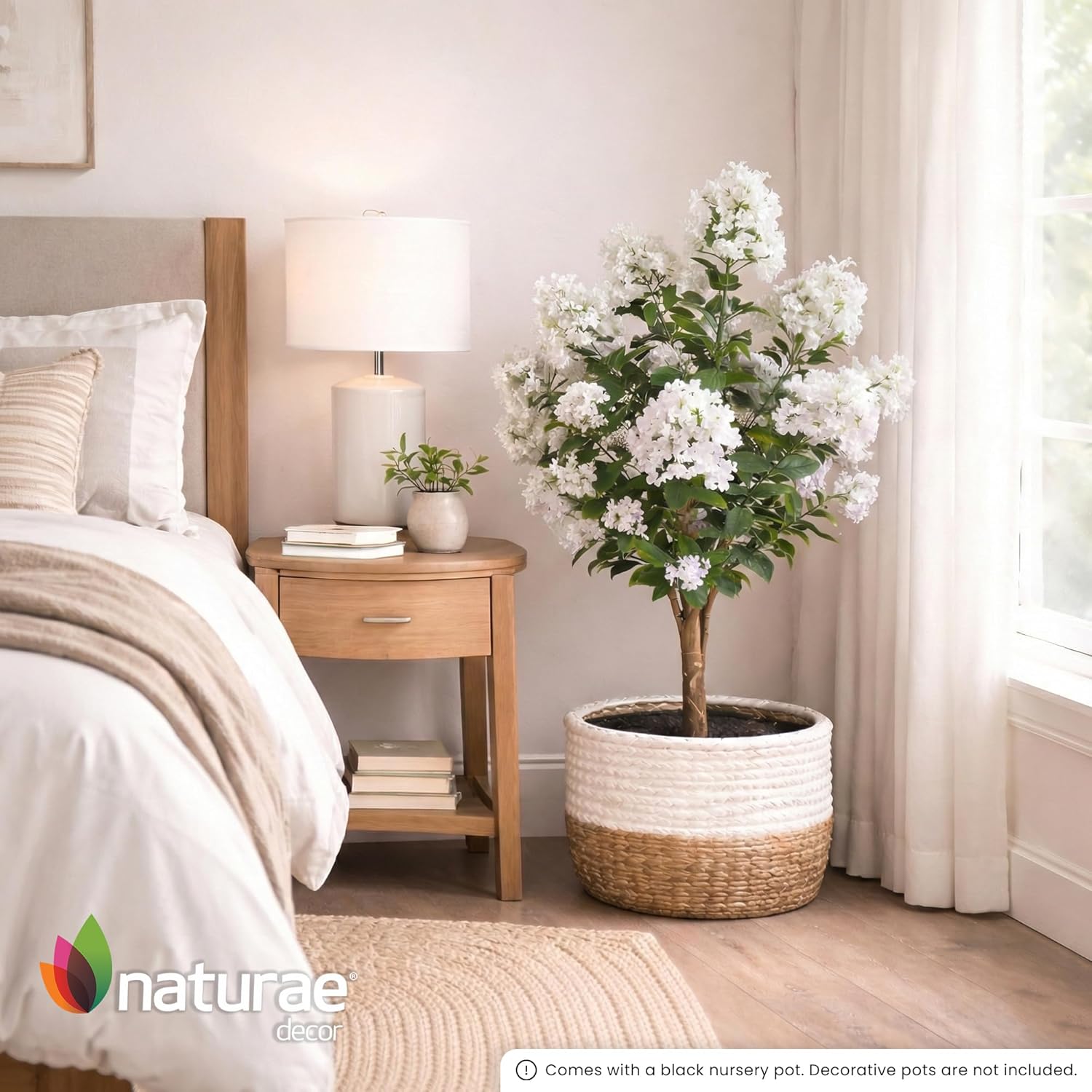 Naturae Decor White Crape Myrtle Tree - Lifelike Artificial Indoor and Outdoor Flower Tree - UV Resistant - 36 in High