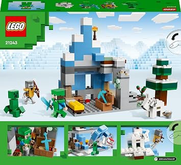 LEGO® Minecraft® Frozen Hills Toy Making Set for Kids Ages 21243-8 and Over Featuring the Game's Icy Biome (304 Pieces)