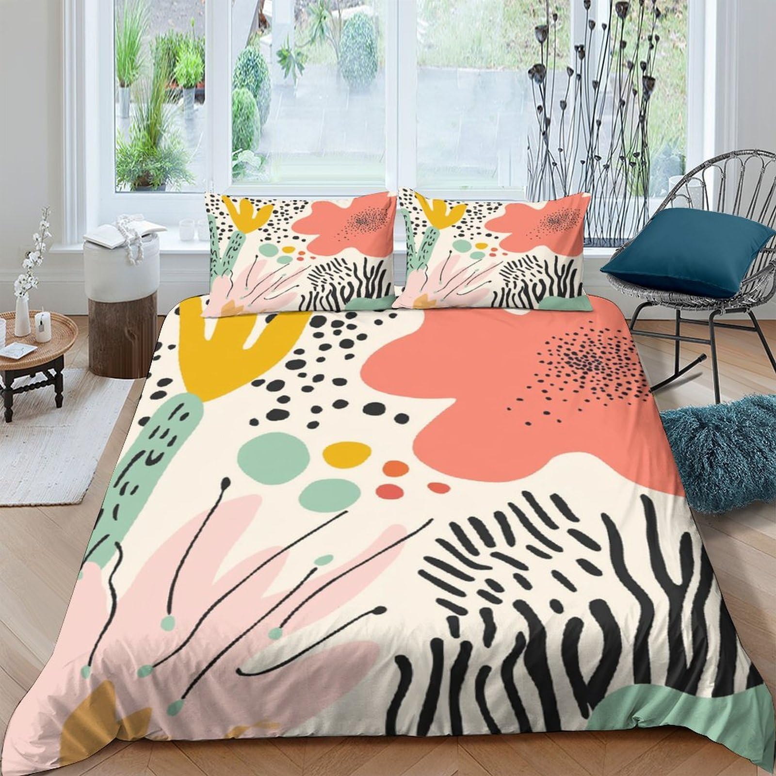 Ctjqhvkz Style-10 3D Printed Abstract Art Fitted Sheet Microfiber Soft Breathable Botanical Pattern Mattress Cover For Bedroom Dorm Decor Single（135X200cm）