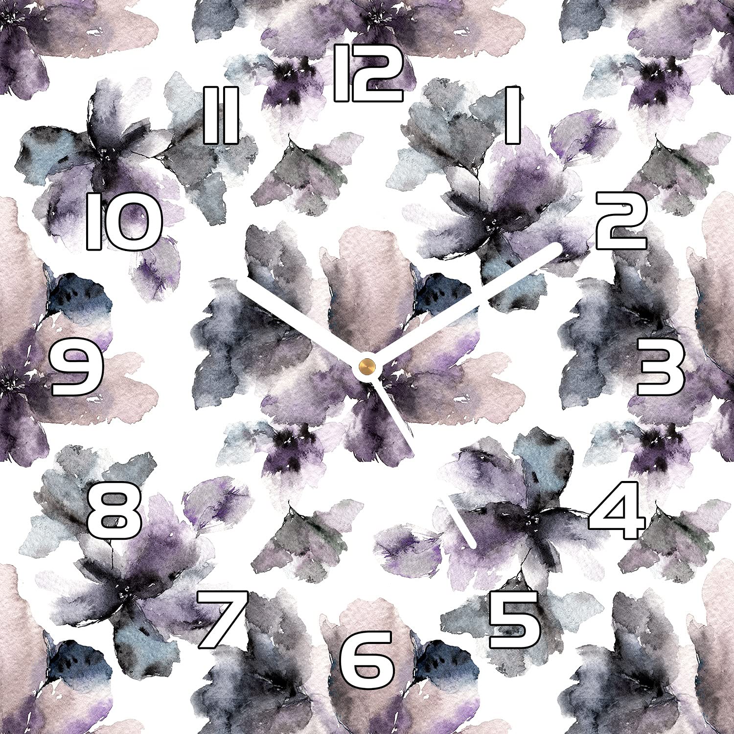 Horloge murale Fleurs Nuit 30x30 cm idéale pour salon et cuisine