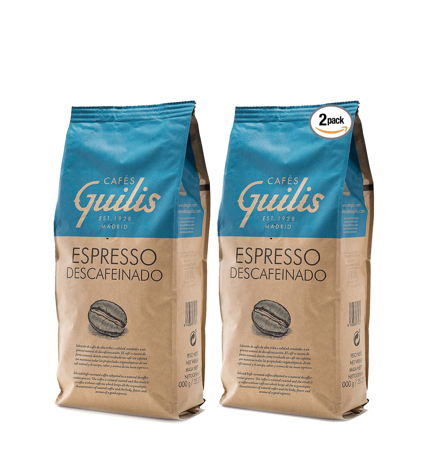 CAFES GUILIS DESDE 1928 AMANTE DEL CAFÉ - ziarna kawy bezkofeinowe Arabica 2 kg