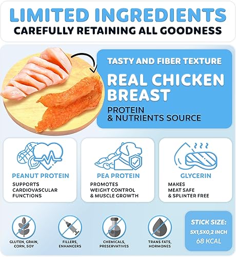 Miniatura 10 de Golosinas para perros con huesos de cuero crudo anudados envueltos en pollo, apoyo para la salud dental del perro, golosinas caninas sin granos,