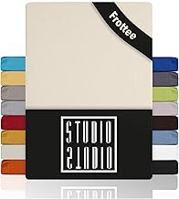 STUDIO Basic Terry Fitted Sheet 120 x 200 cm - Soft Terry Cloth Fitted Sheet Made of 80% Cotton & 20% Polyester - Cream - Oeko-Tex Certified, Non-Iron & Elastic - for Mattresses 15-25 cm