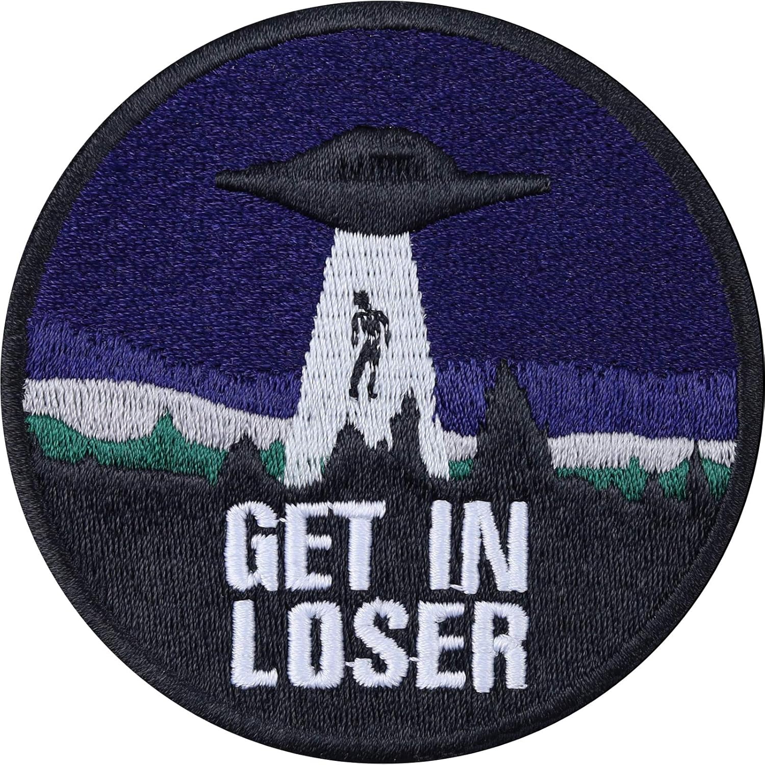 GET in Loser Alien UFO Sew on Patch - Cool Patches Iron on Patches for Bikers, Hipsters, Rockers, Sci-FIC Lovers, Young Boys - Spaceship Appliqué for Jackets, Jeans, Backpacks, Hats - 2.95x2.95 in