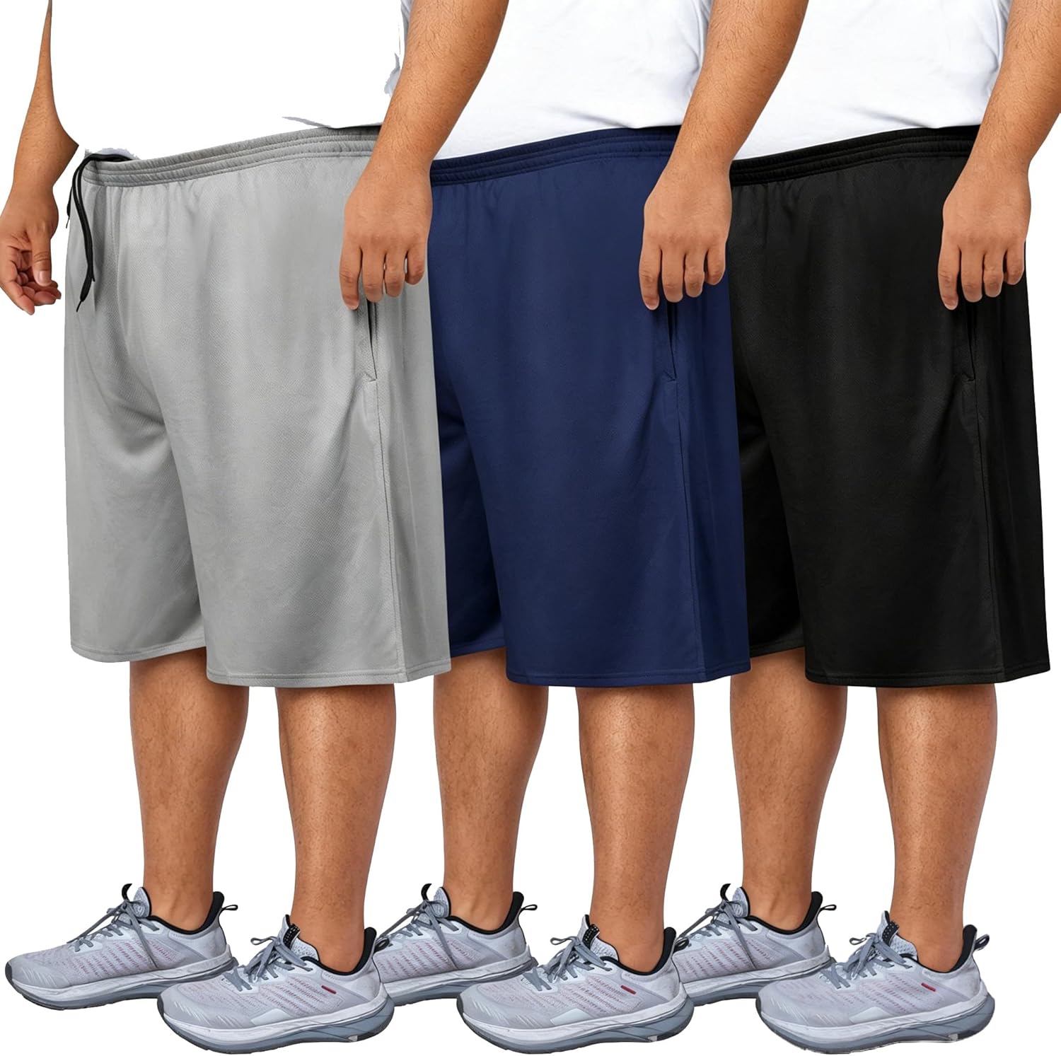 2XL-5XL Men's Big & Tall Dry-Fit Athletic Shorts, Sweat-Wicking Breathable Shorts Suitable Tall or Overweight Individuals