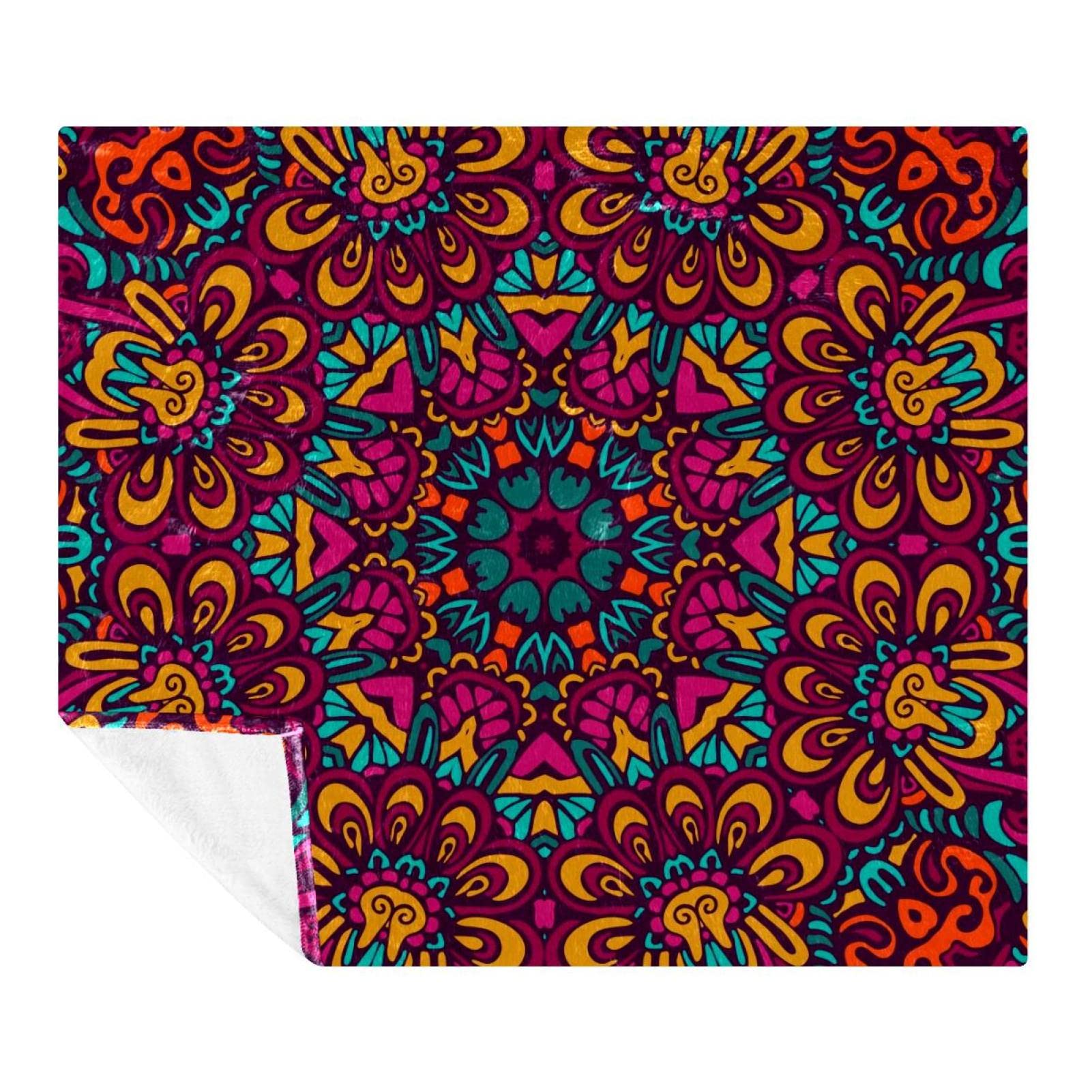 Couverture microfibre pour lit adulte et enfant plaid mandala confortable