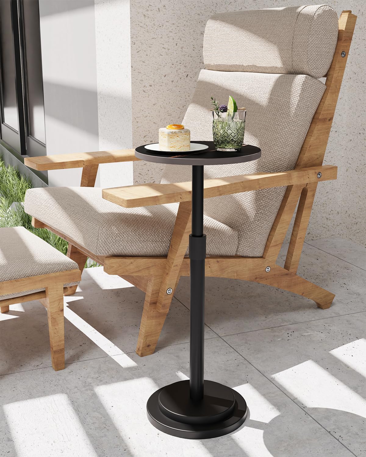 Tavolino Rotondo, Comodino Piccolo Regolabile, Set di 1, Nero | Tavolo da Salotto Pratico, Tavolino Porta Bevande Adatto per Soggiorno e Camera da Letto, Design dal Stile Moderno