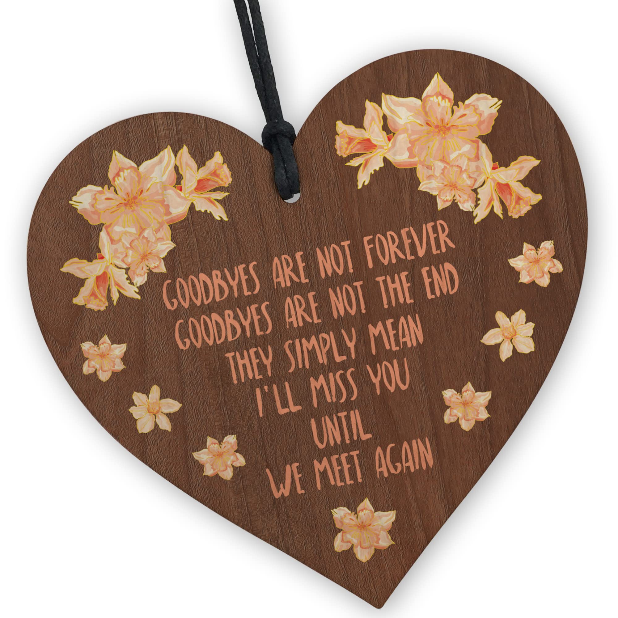 Red Ocean Memorial Wooden Heart - Goodbyes are Not Forever | Handcrafted Keepsake for Remembrance and Healing | Beautiful Sympathy Gift | Memorial Gift For Mum Dad Nan Grandad