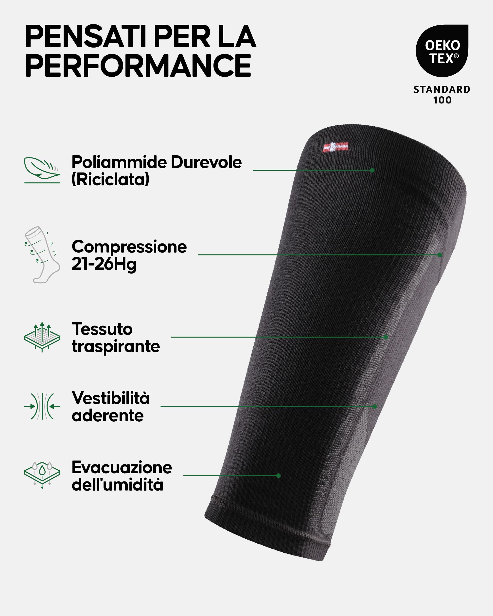 DANISH ENDURANCE Fasce a Compressione Graduata Uomo Donna, 21-26mmhg, Scaldamuscoli per Polpaccio, Gambaletti Compressione, 1 o 3 Paia