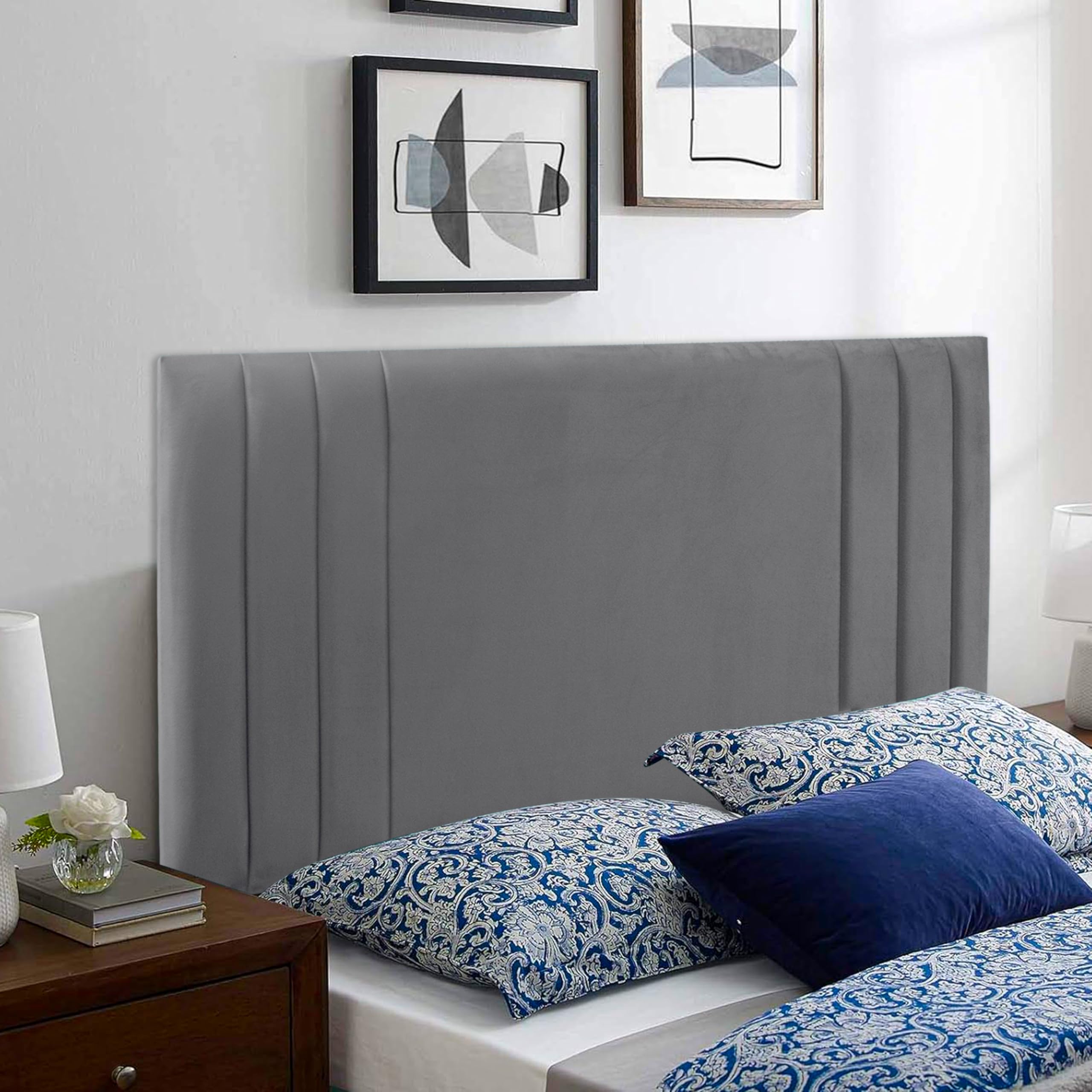 HB-1 Headboards for Beds – Rio 24'' Divan Bed Headboard – Headboards for Divan Beds, Bedroom & Hotel Furniture, Elegant Soft Plush Fabric Head Board (Charcoal Plush, 4FT6 Double)
