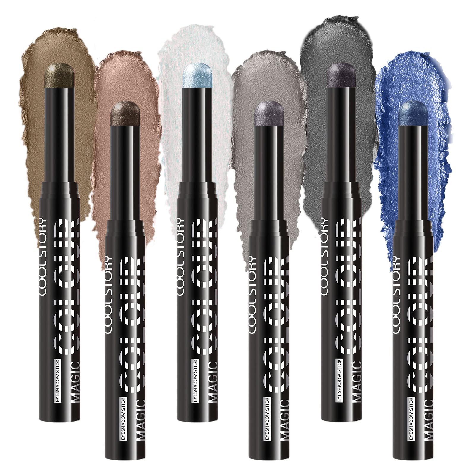 flintronic Eyeshadow Stick, 6 Farben Schimmernder Augen Make up Set, Hochpigmentierte Creme Lidschatten, Weiche Cremige, Langanhaltend, Knitterfrei - C