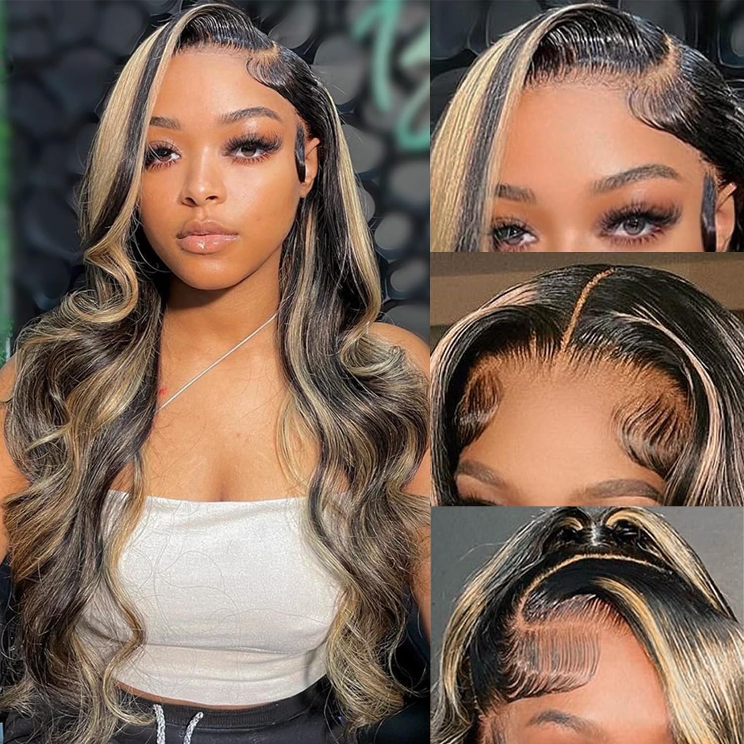 Aveiyce 13x6 Highlight Ombre Balayage Lace Front Wigs Human Hair 1b/27 Black and Blonde Lace Frontal Body Wave Wig Pre Plucked with Baby Hair for