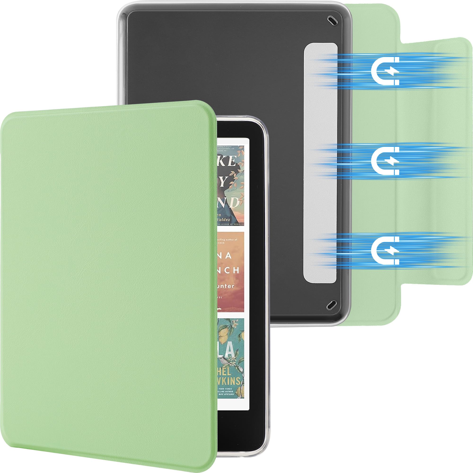 SESENSE Custodia magnetica staccabile per Kindle Paperwhite 12a generazione 2024 e Kindle Colorsoft Signature Edition, custodia sottile in PU con accensione e spegnimento automatico, verde matcha