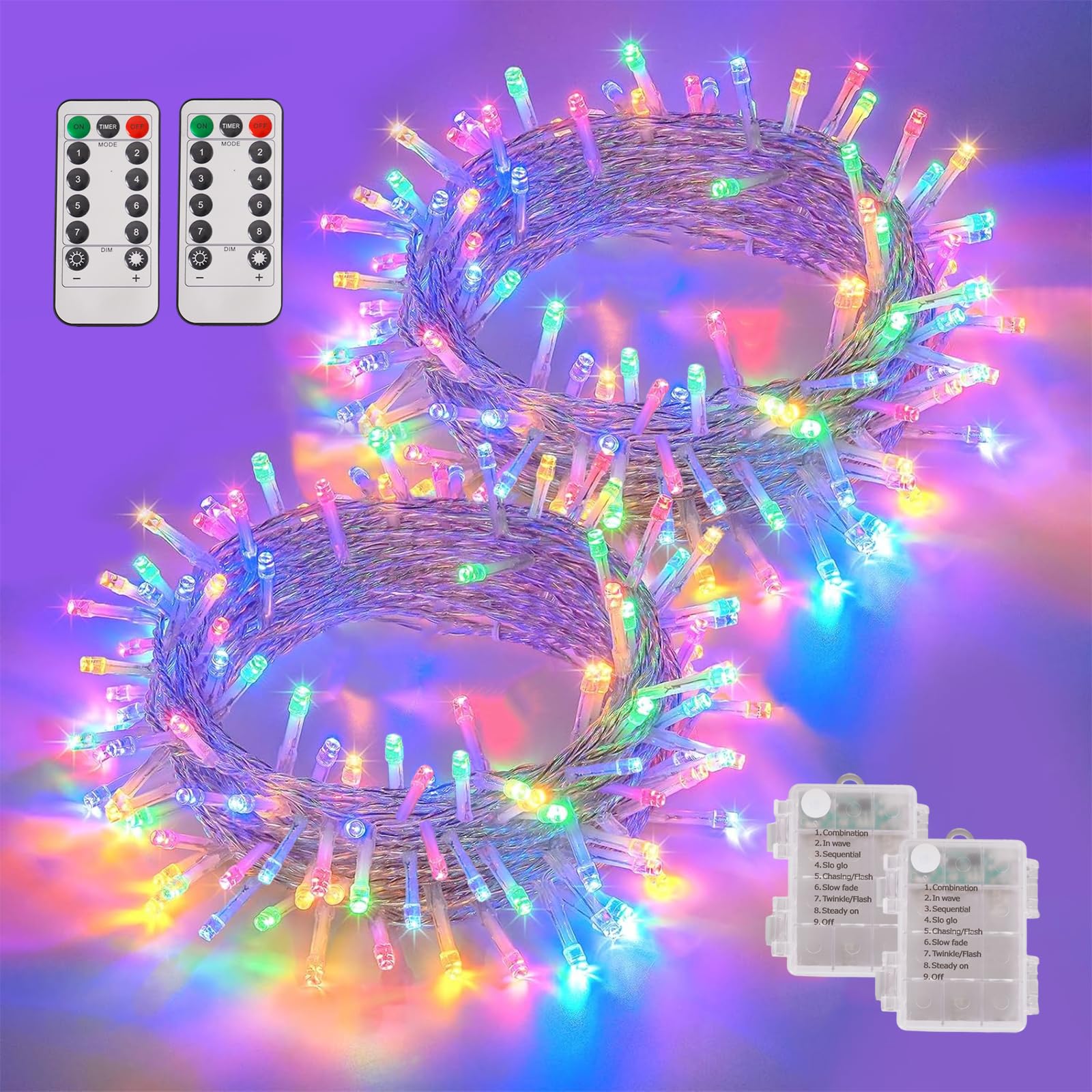 YEGUO Battery Operated String Lights 2 Pack
