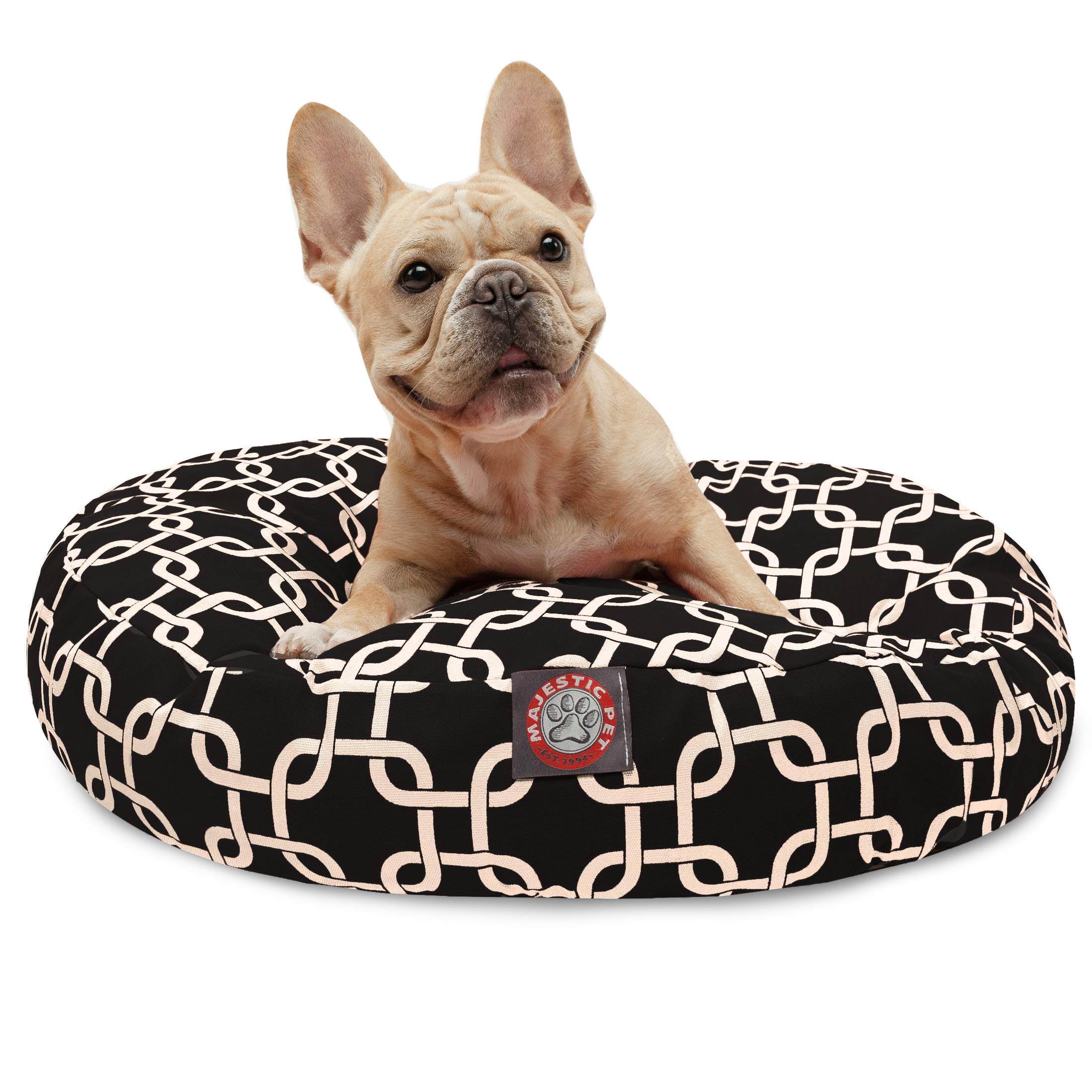 Lit pour chien Majestic Pet Noir Liens résistant aux taches avec housse lavable amovible