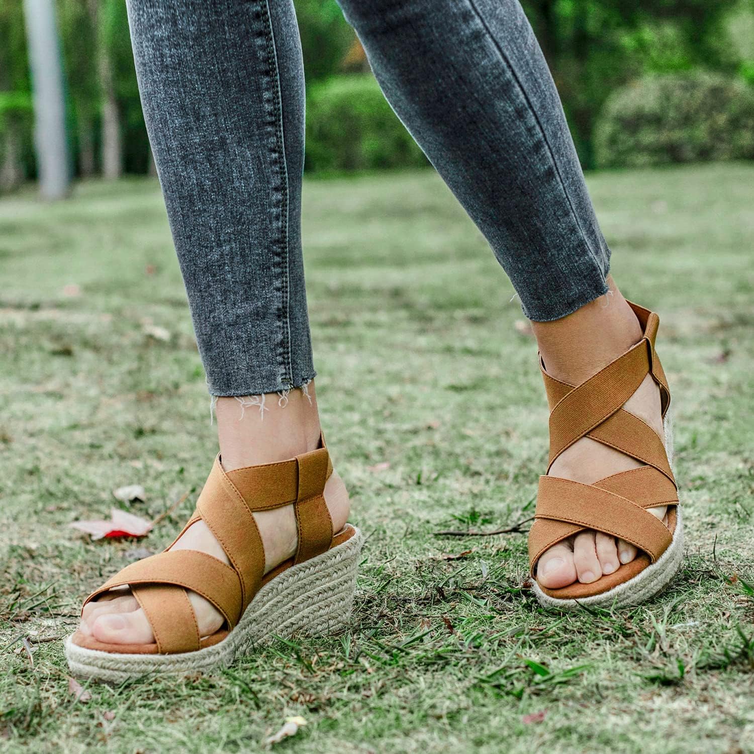 Luoika Women's Wide Width Platform Wedge Sandals