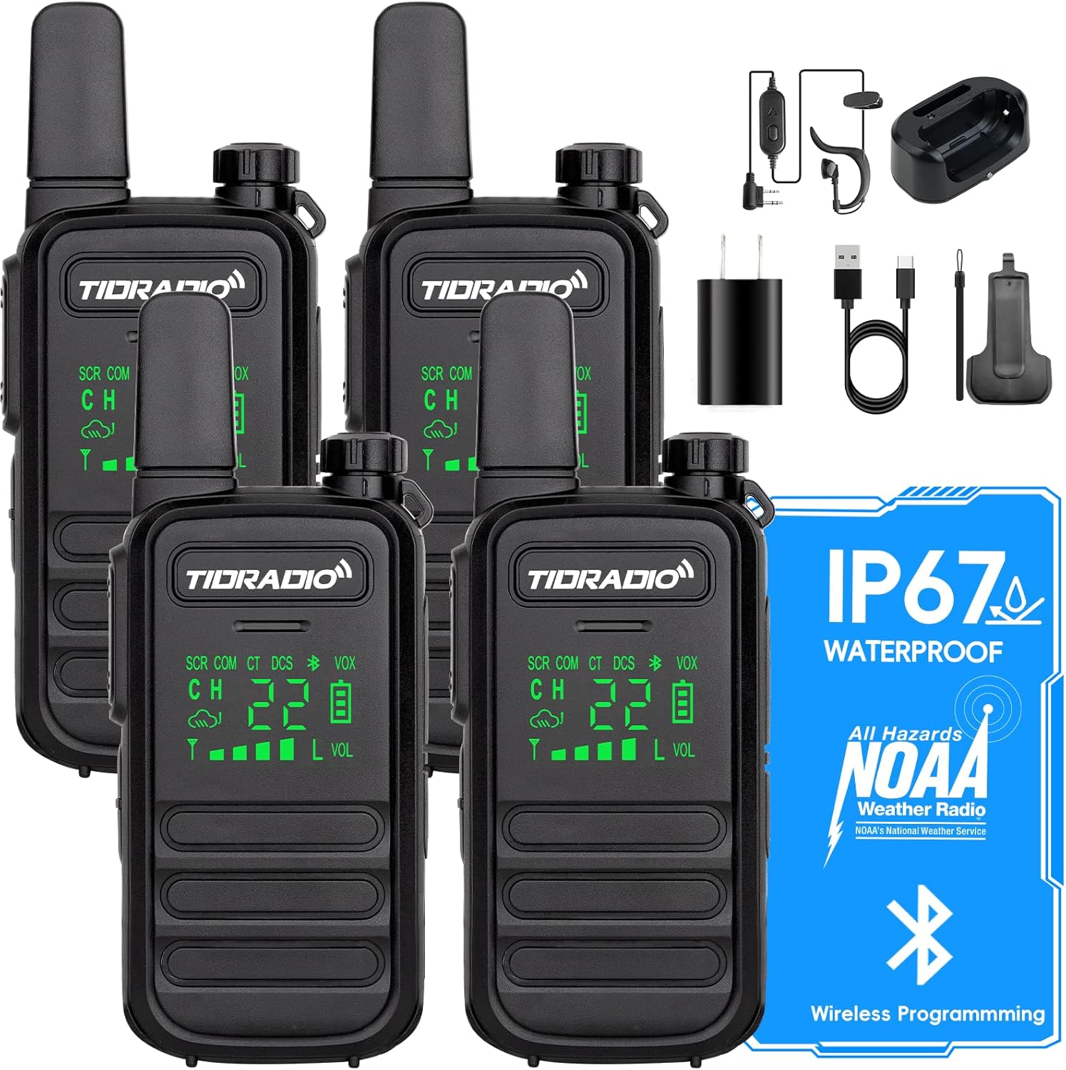 TIDRADIO M11 4 Pack Walkie Talkies IP67