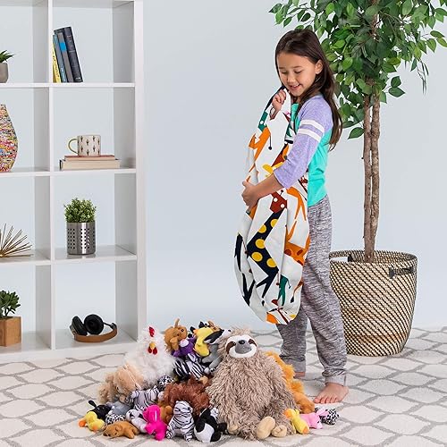 Miniatura 4 de Posh Creations Funda de puf para niños con almacenamiento de animales de peluche, silla de puf con organizador de juguetes para niños, mediano-27 -
