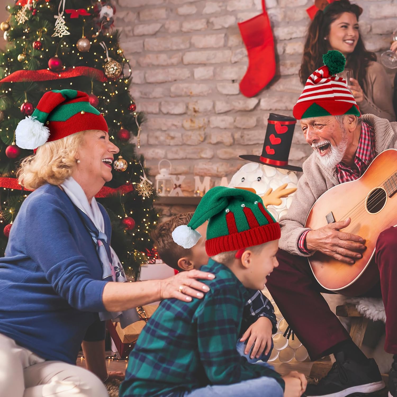 Berlune 12 Pcs Christmas Hats for Adult Knitted Beanie Hat Winter Warm Santa Knit Hat Xmas Striped Holiday Beanies Cap for Women Men Christmas Party New Year's Gift - Image 4