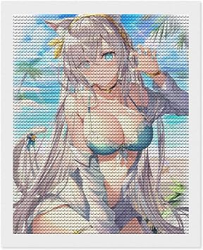 Diamond Art FGO Anastasia Poster DIY Painting Embroidery Kit for Adults Wall Hanging Art Panel Art Poster Illustration Interior Wall Art Wall Decor Housewarming Gift Cute Sexy Anime Pattern 16"x20"