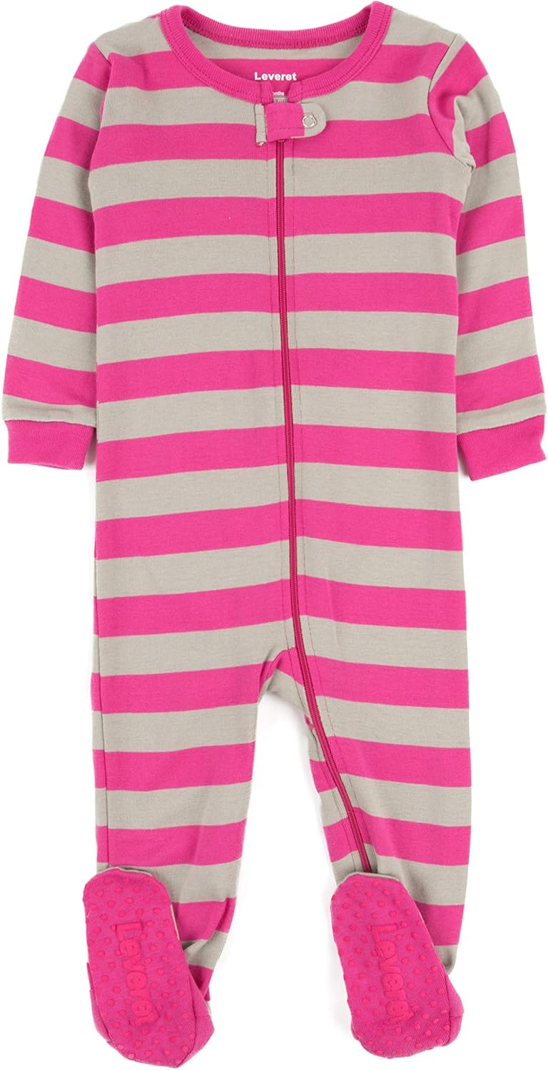 Leveret Kids Pajamas Baby Boys Girls Footed Pajamas Sleeper 100% Cotton (Size 6-12 Months-5 Toddler)