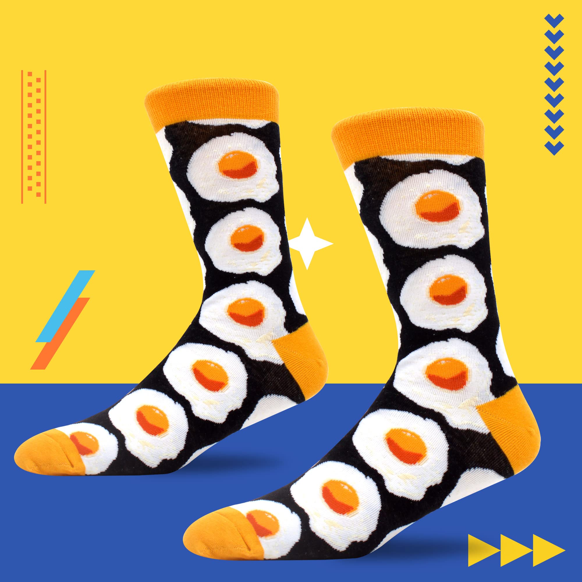 MAKABO Śmieszne skarpety na co dzień dla mężczyzn, kolorowe, zabawne, nostalgiczne skarpety, 12 sztuk (Sock size: 10-13 | rozmiar butów: 6-12, 12 par - Fun Food Series)