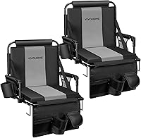 VIVOHOME 2 Pack Portable Stadium Seats with Back Support, Thick Cushion, Cup Holder, Storage Bags & Strap - Bleacher Chairs for Sports Events