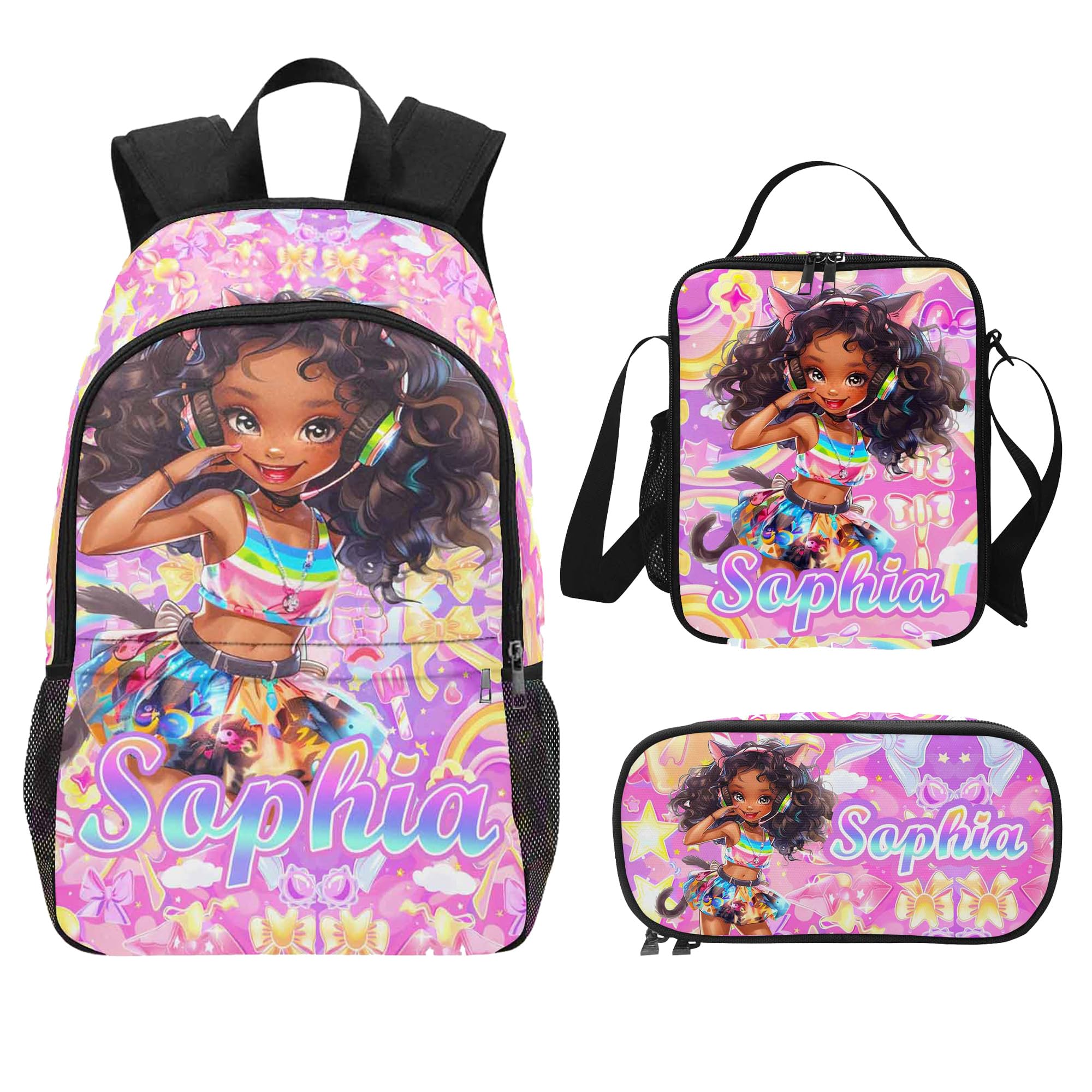 Custom Backpack with Name Personalized Backpack for Girls, Cool Girl Pattern Customized Preschool Elementary Bags, School Backpack for Girls Back to