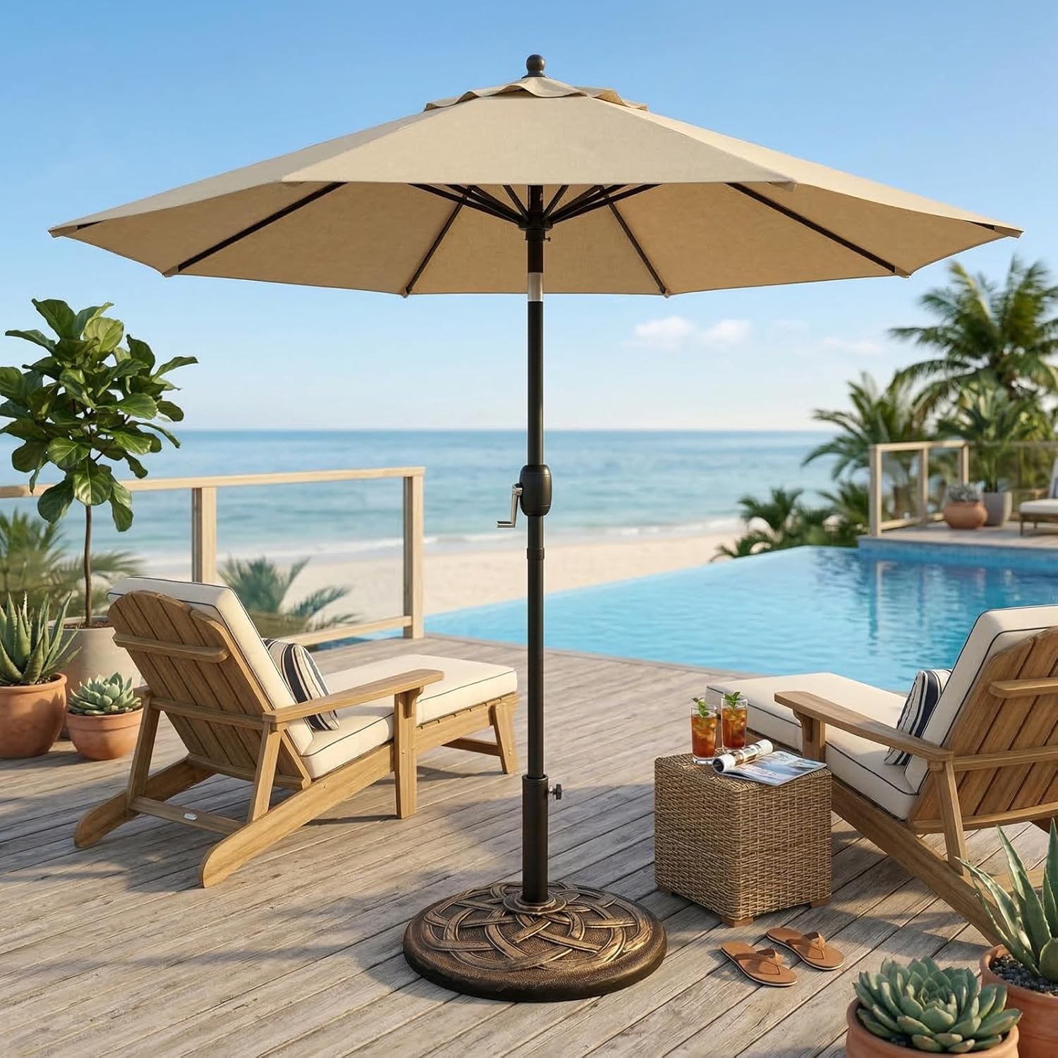 T&Jero 42 lb Round Heavy Duty Patio Market Table Umbrella Base Stand Weight for Outdoor, Bronze