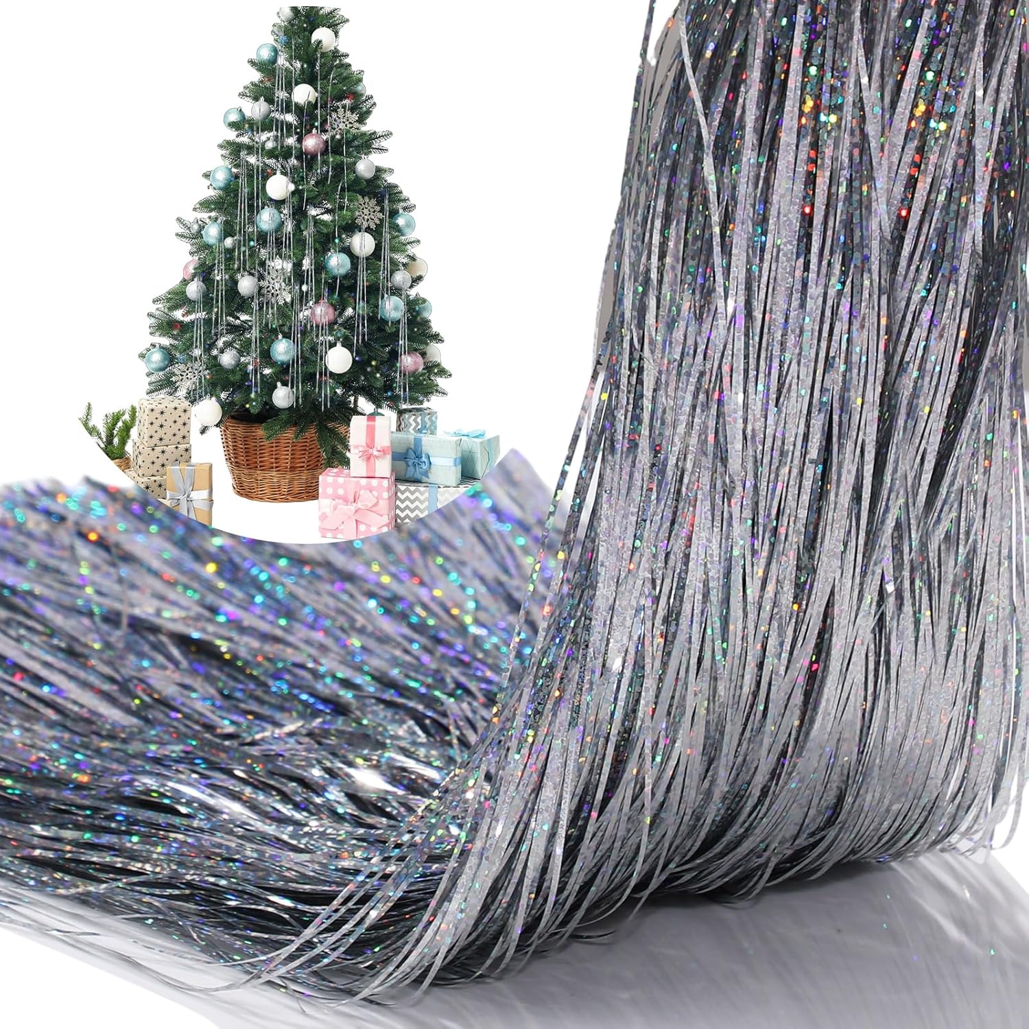 Lyrow 6000 Strands Tinsel Icicles for Christmas Tree Tinsel