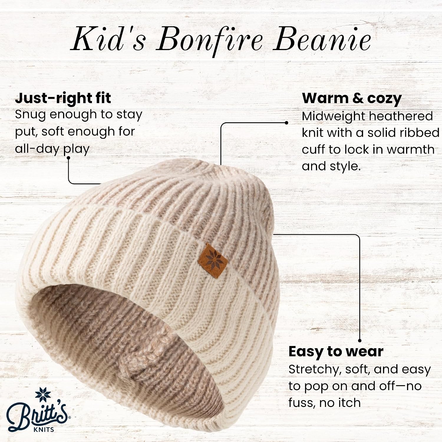 Britt's Knits Bonfire Rib Knit Beanie & Knit Gloves for Kids - Oat