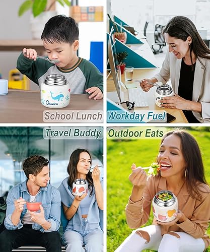 Miniatura 6 de KTKUDY Termo de 17 onzas para comida caliente, tarro de alimentos aislado de acero inoxidable con cuchara plegable, termo de sopa de boca ancha para