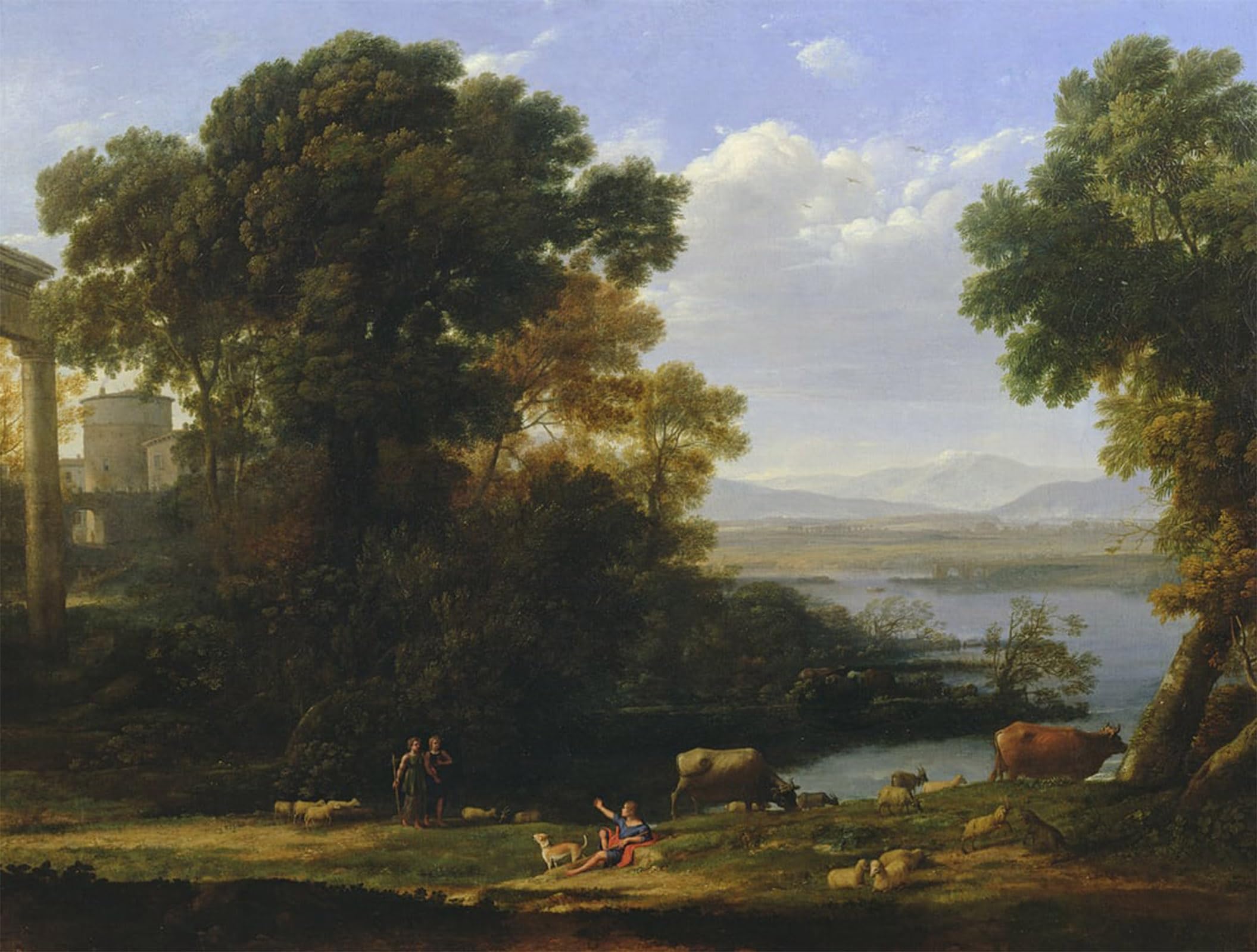 SERENDIPITP Vintage Picture Print on Canvas Wall Art Poster Classical River Scene with a View of a Town by Claude Lorrain Artwork Print Poster for Wall Decor 60x90cm