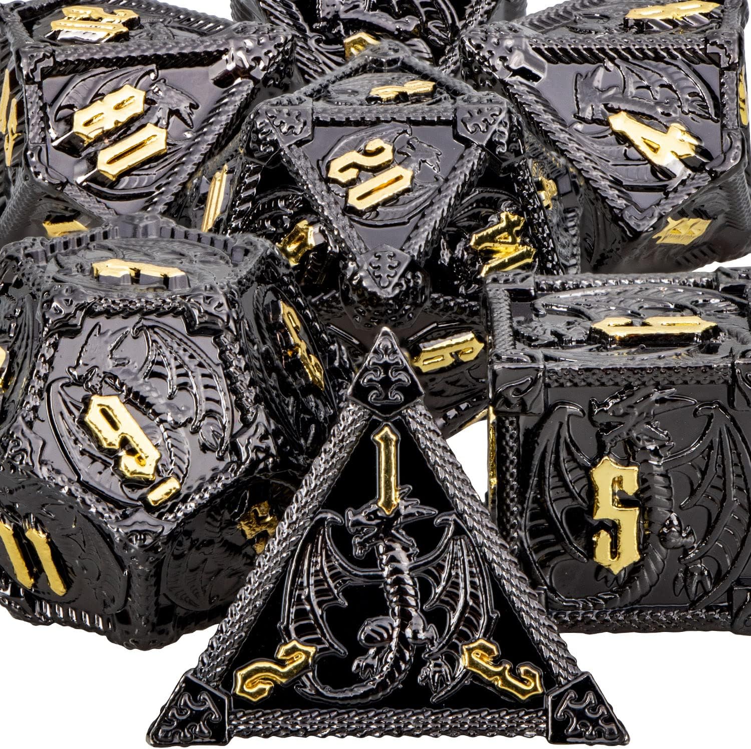 ARUOHHA - Juego de dados DND de metal con caja de regalo dados grandes para juegos de rol dados poliédricos para Warhammer Pathfinder juegos de mesa