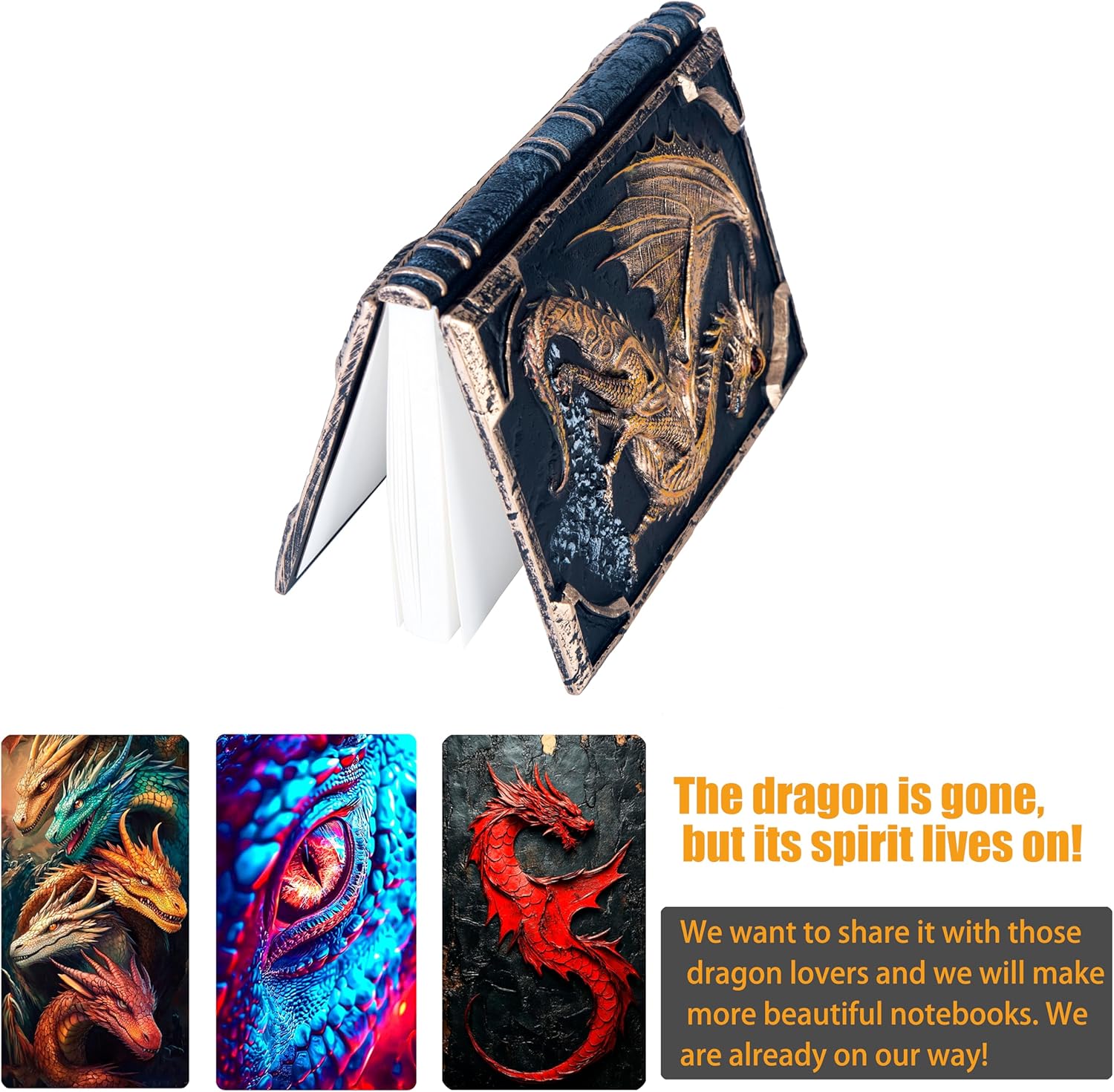 Handmade Flying Dragon Embossed Journal,Resin Engraving Notebook,Lined Paper,Hardcover Travel Notepad for Writing,Sketchbook,Collection,Gift,Decoration Diary for Man Woman A5 Size (New golden flying dragon)